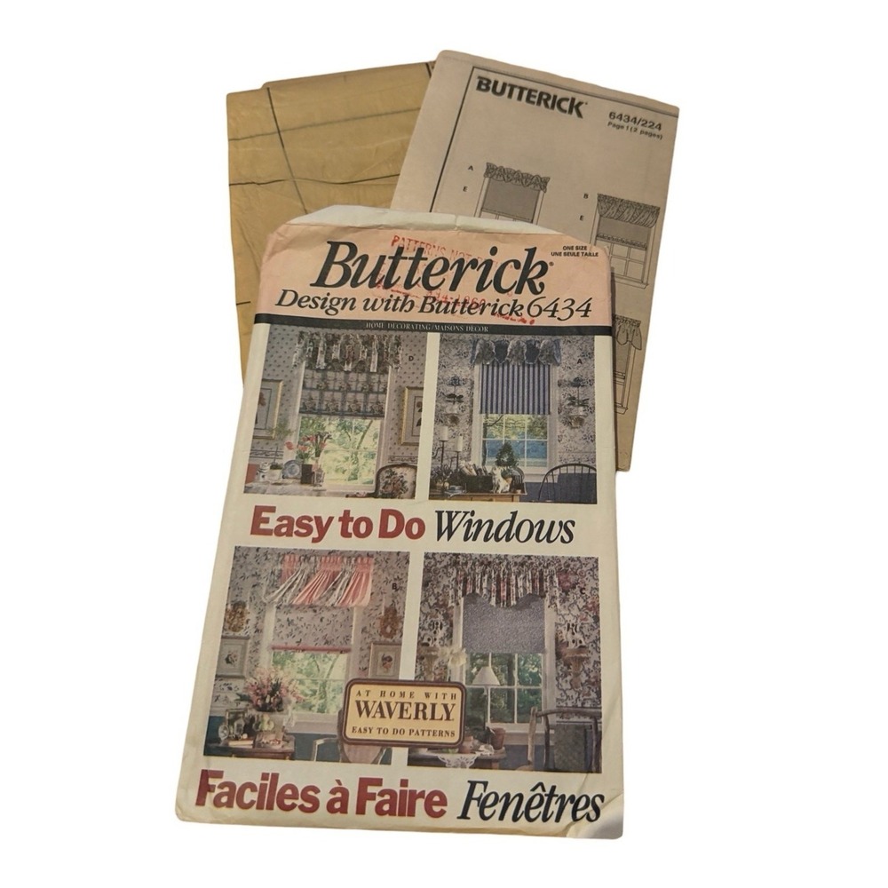 Vintage Butterick 6434 Easy To Do Windows Valance Curtain Sewing Pattern Shade